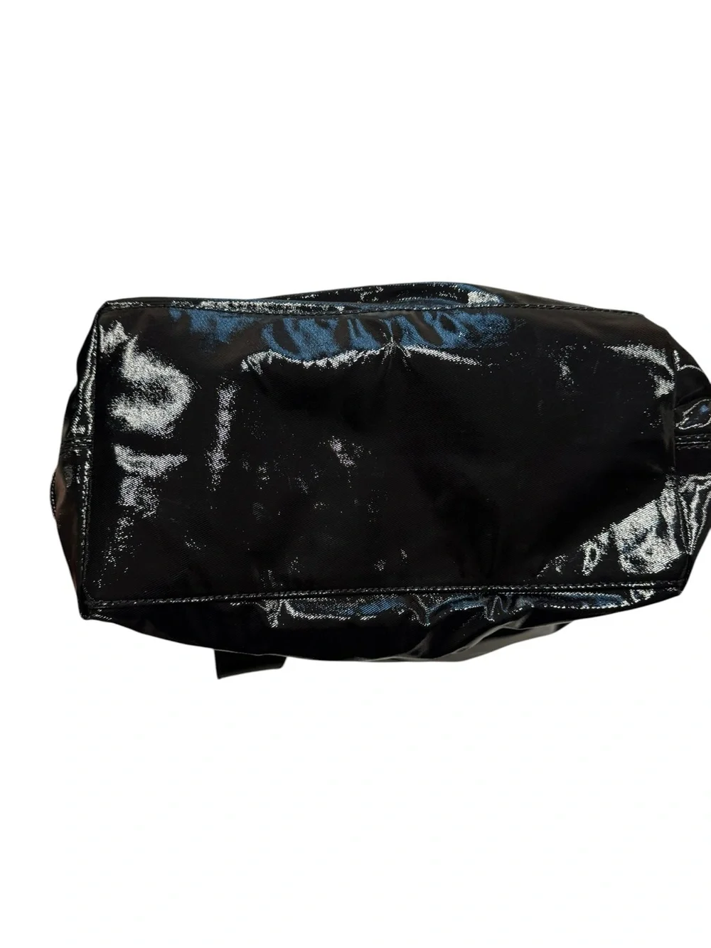 Maxx New York Black Patent Tote Bag‎ Zebra Print Lining M2219 NWT